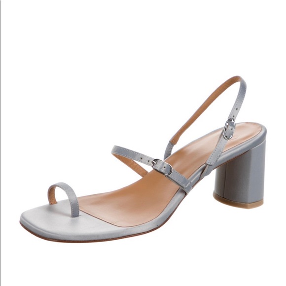 LOQ Shoes - Satin Blue LOQ Alba Leather Slingback Heels Sz 9